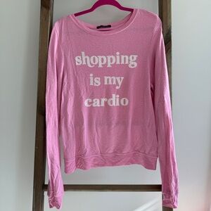 NWOT WildFox Pink Baggy Beach Jumper “Shopping is my Cardio”